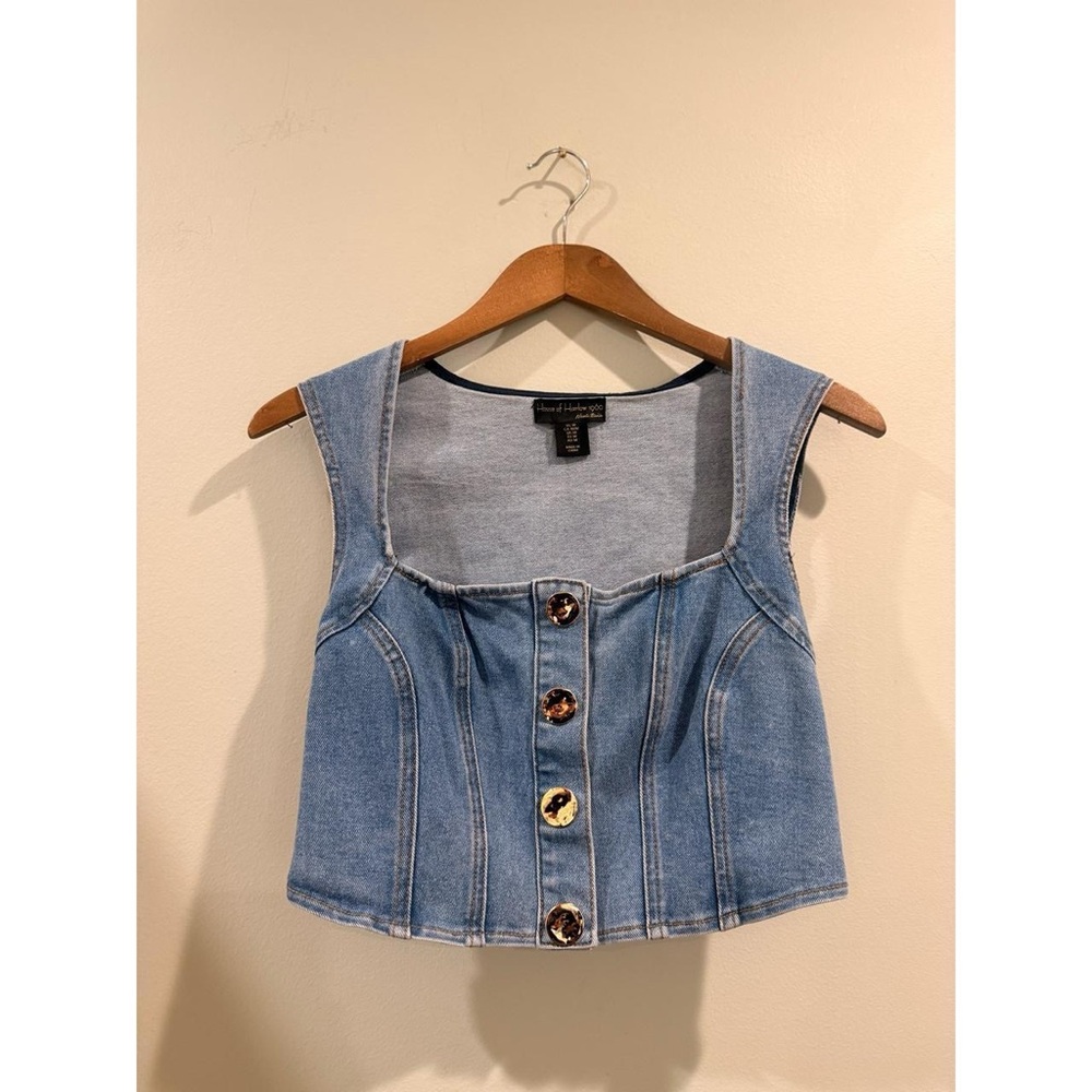House of Harlow 1960 Blue Denim Crop Top